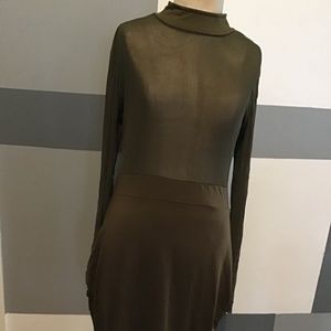 Army Green Sheer top Bandage dress